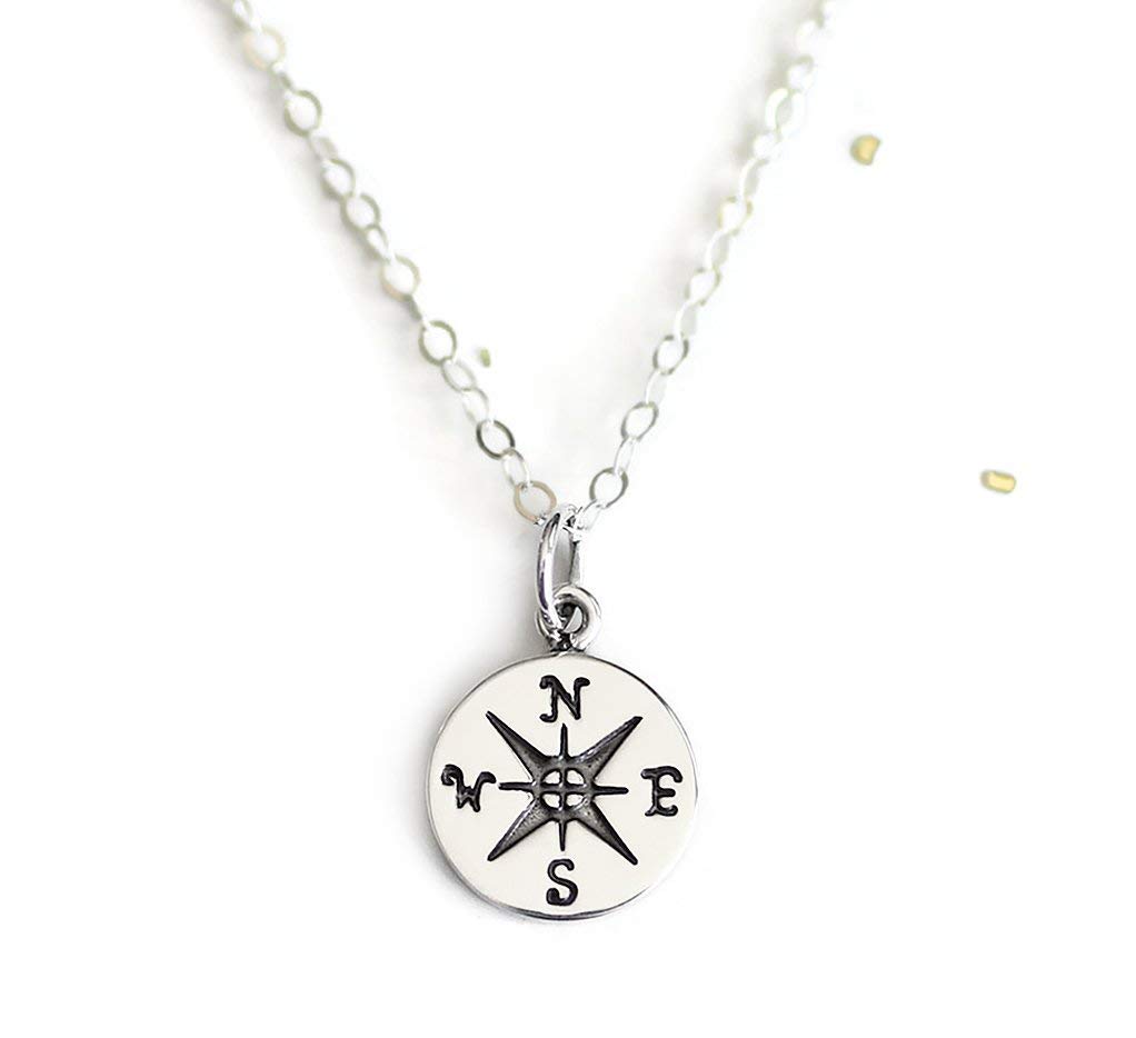 925 Sterling Silver Compass Charm - Graduation Gift Idea For Camping & Hiking Lovers
