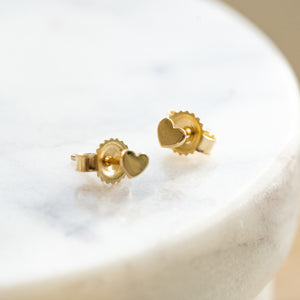 Tiny Gold Heart Stud Earrings - 4mm