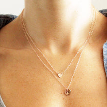 Load image into Gallery viewer, Bridesmaids Gifts Rose Gold Initial Heart Necklace Set (5)