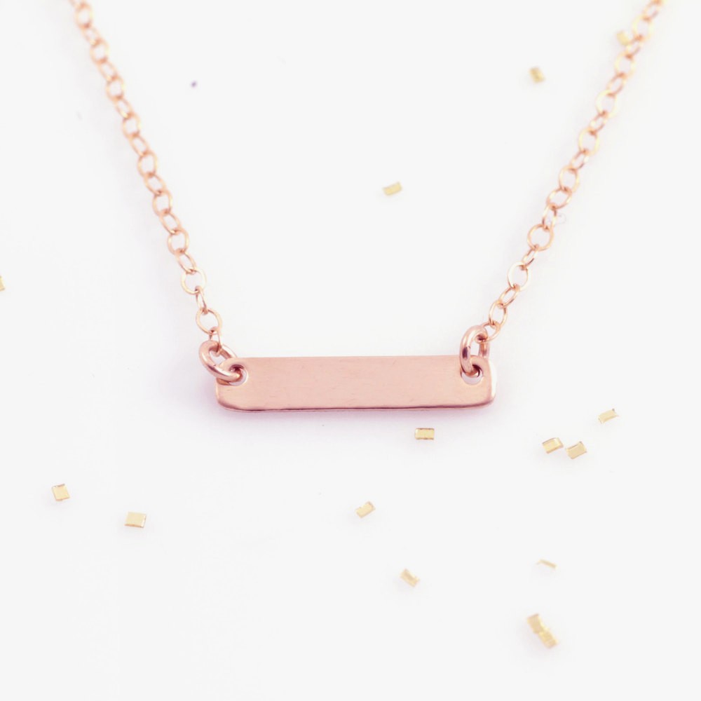Mini Gold Bar Necklace (smooth or hammered)